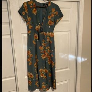Dusty Sage Floral Midi Dress